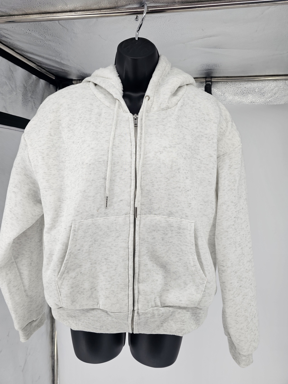 Women's Light Heather Gray Zip-Up Hoodie Sweater